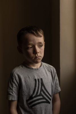 NYTGAZA Stav Nitzan, 8, who is A survivor of the Hamas attack on Moshav Netiv HaAsara on October 7th. in Yearim hotel in kibbutz Maale HaHamisha On Sunday, October 22, 2023. Avishag Shaar-Yashuv for The New York Times.